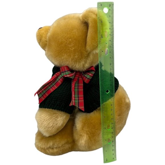 RBI Ron Banafato Bear Weighted Plush Holiday Sweater Plaid Bow Stuffed Animal - Picture 5 of 13
